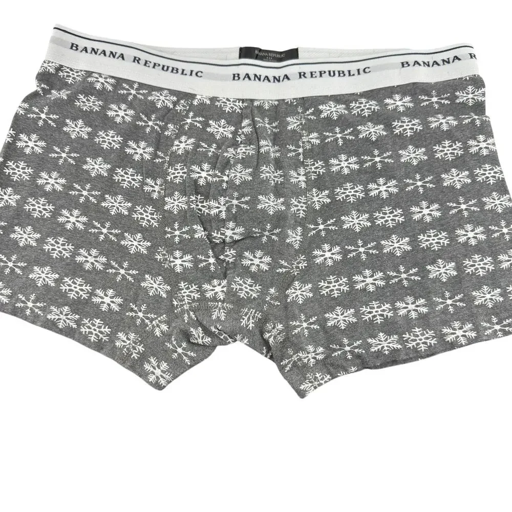 Banana Republic Snowflake White Grey Mens Boxer Size Medium